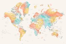 Baibah World Map with Cities, Get Lost-Rosana Laiz Blursbyai-Photographic Print