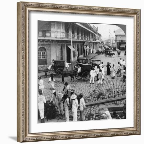 Rosario Street and Binondo Church as Seen from Pasig River, Manila, Philippines, 1899-Underwood & Underwood-Framed Photographic Print