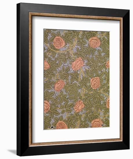 "Rose - 93" Wallpaper Design-William Morris-Framed Giclee Print