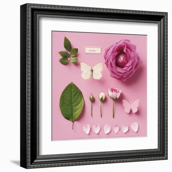 Rose and two butterflies-Louis Gaillard-Framed Art Print