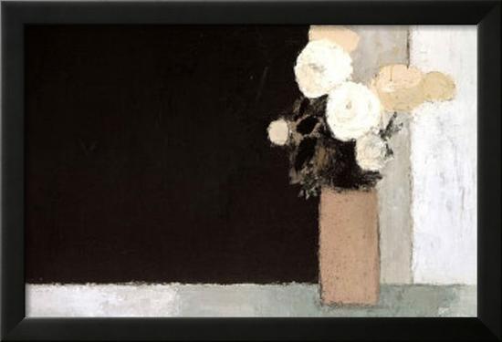 Rose Bouquet on a Black Background-Bernard Cathelin-Framed Art Print