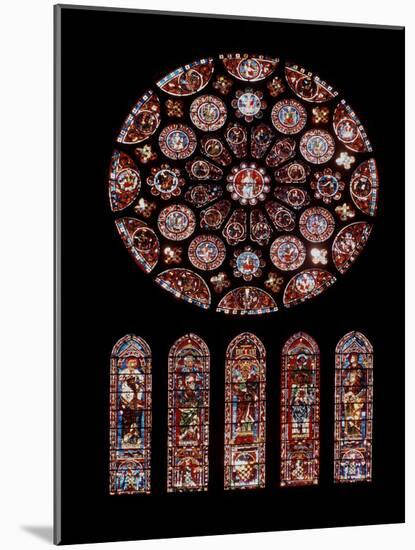 Rose from the Transept of the South Coast of the Cathedrale Notre Dame of Chartres, 13Th Century (P-French School-Mounted Giclee Print