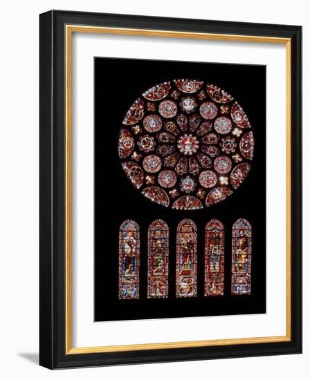 Rose from the Transept of the South Coast of the Cathedrale Notre Dame of Chartres, 13Th Century (P-French School-Framed Giclee Print