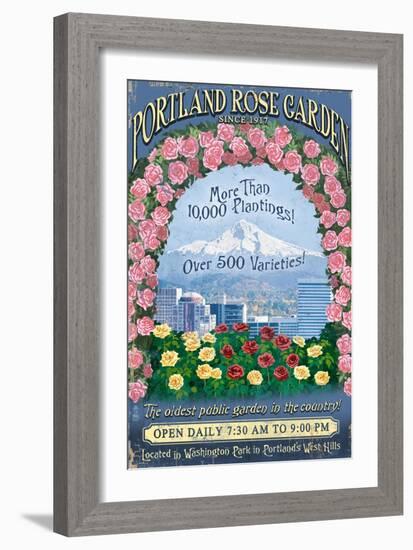 Rose Garden - Portland, Oregon-Lantern Press-Framed Art Print