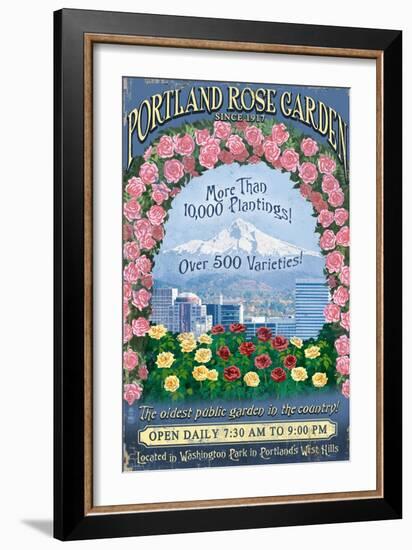 Rose Garden - Portland, Oregon-Lantern Press-Framed Art Print