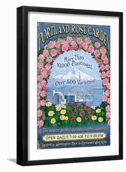 Rose Garden - Portland, Oregon-Lantern Press-Framed Art Print