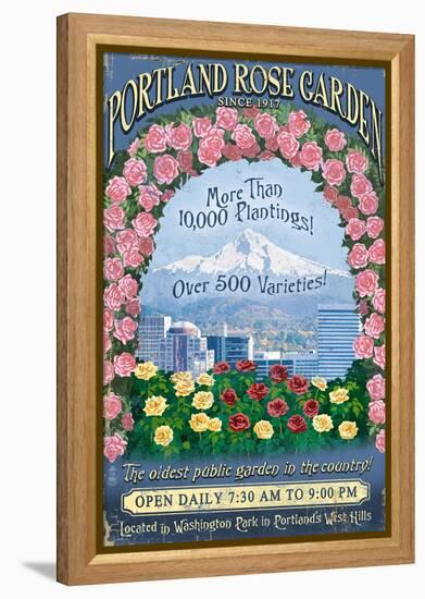 Rose Garden - Portland, Oregon-Lantern Press-Framed Stretched Canvas