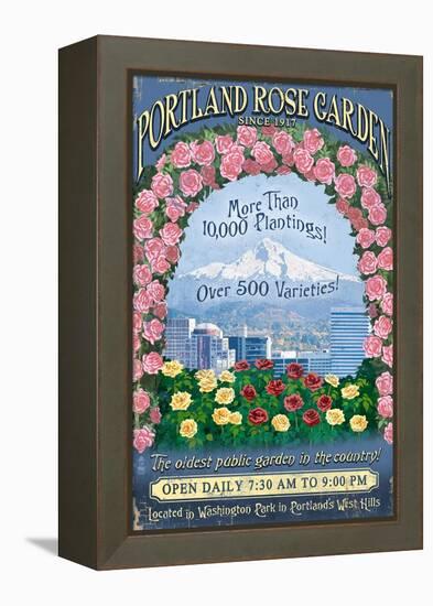 Rose Garden - Portland, Oregon-Lantern Press-Framed Stretched Canvas