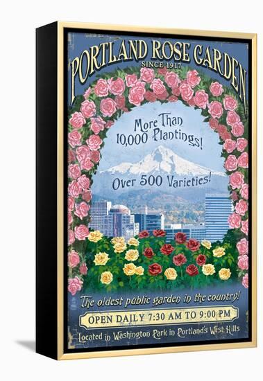Rose Garden - Portland, Oregon-Lantern Press-Framed Stretched Canvas