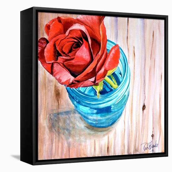 Rose in Jar-Jennifer Redstreake Geary-Framed Stretched Canvas