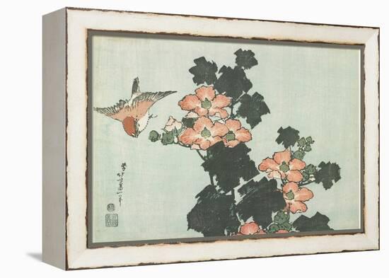 Rose Mallow and Sparrow, C. 1832-Katsushika Hokusai-Framed Premier Image Canvas