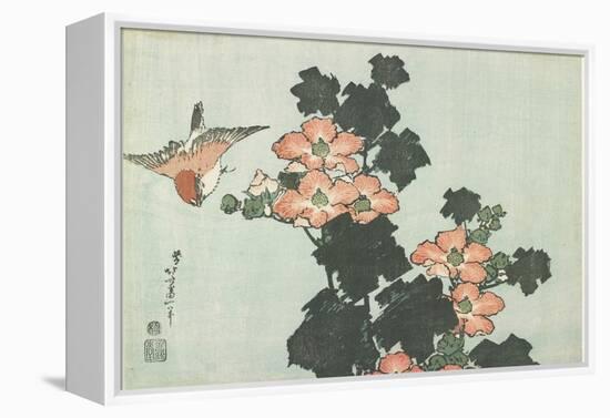 Rose Mallow and Sparrow, C. 1832-Katsushika Hokusai-Framed Premier Image Canvas