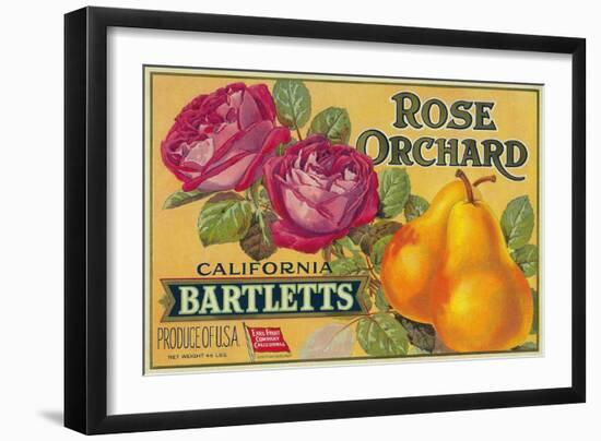 Rose Orchard Pear Crate Label - San Francisco, CA-Lantern Press-Framed Art Print