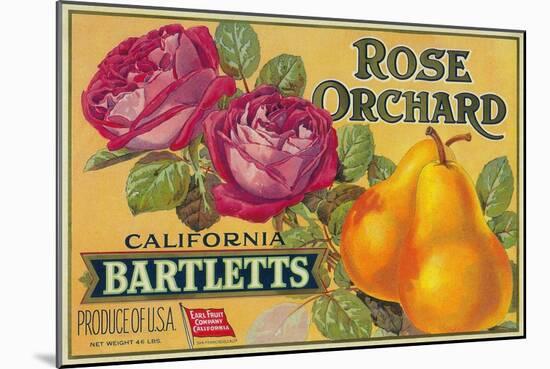 Rose Orchard Pear Crate Label - San Francisco, CA-Lantern Press-Mounted Art Print