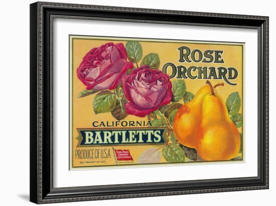 Rose Orchard Pear Crate Label - San Francisco, CA-Lantern Press-Framed Art Print