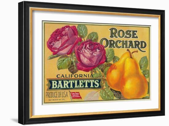 Rose Orchard Pear Crate Label - San Francisco, CA-Lantern Press-Framed Art Print