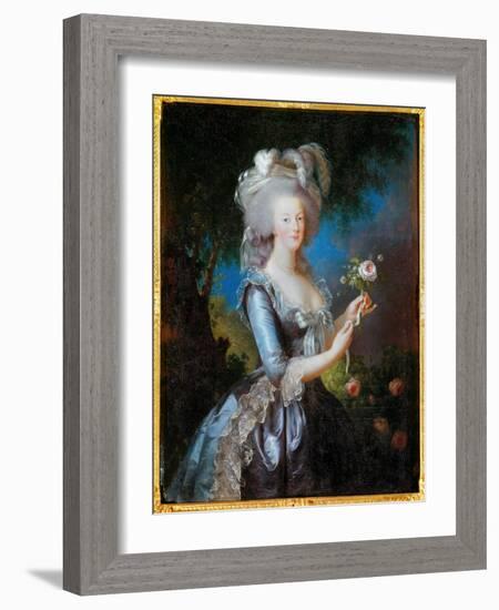 Rose Portrait of Marie Antoinette of Lorraine Habsburg, 1783, (Oil on Canvas)-Elisabeth Louise Vigee-LeBrun-Framed Giclee Print