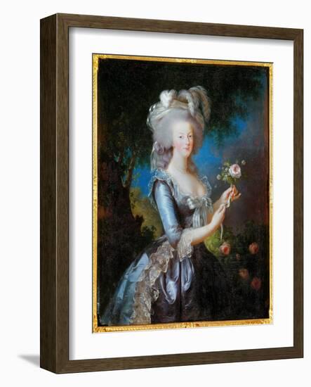 Rose Portrait of Marie Antoinette of Lorraine Habsburg, 1783, (Oil on Canvas)-Elisabeth Louise Vigee-LeBrun-Framed Giclee Print