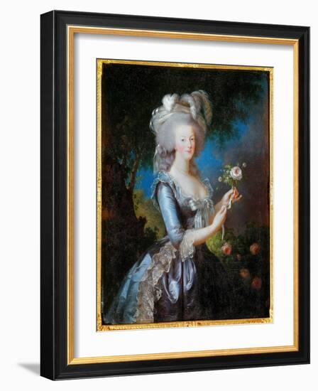 Rose Portrait of Marie Antoinette of Lorraine Habsburg, 1783, (Oil on Canvas)-Elisabeth Louise Vigee-LeBrun-Framed Giclee Print