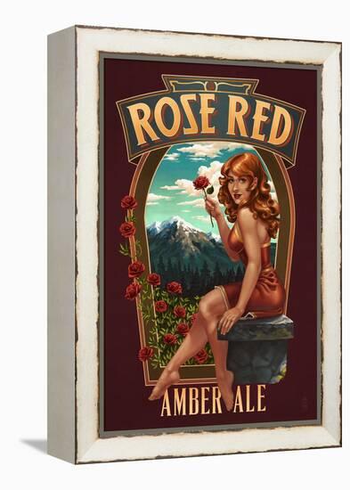 Rose Red Amber Ale Pinup Girl-Lantern Press-Framed Stretched Canvas