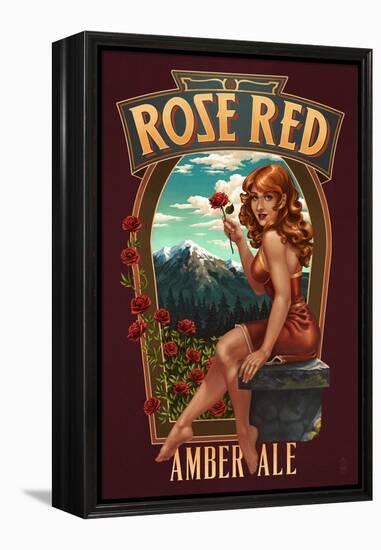 Rose Red Amber Ale Pinup Girl-Lantern Press-Framed Stretched Canvas