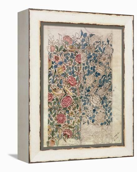 Rose' Wallpaper Design (Pencil and W/C on Paper)-William Morris-Framed Premier Image Canvas