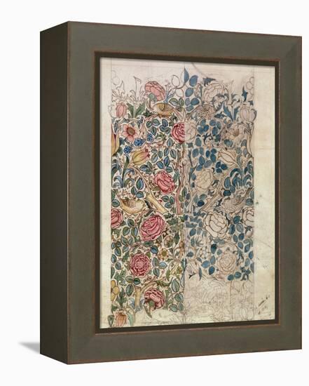 Rose' Wallpaper Design (Pencil and W/C on Paper)-William Morris-Framed Premier Image Canvas