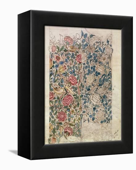 Rose' Wallpaper Design (Pencil and W/C on Paper)-William Morris-Framed Premier Image Canvas