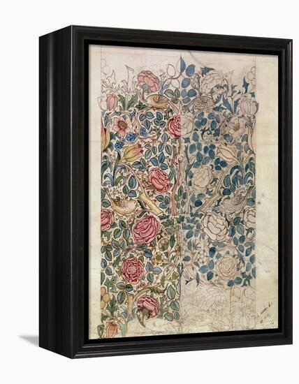 Rose' Wallpaper Design (Pencil and W/C on Paper)-William Morris-Framed Premier Image Canvas