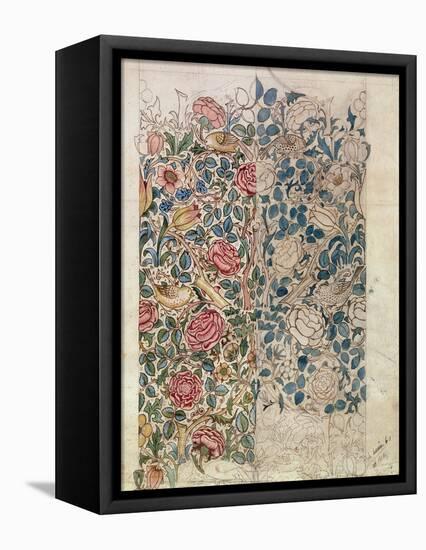 Rose' Wallpaper Design (Pencil and W/C on Paper)-William Morris-Framed Premier Image Canvas