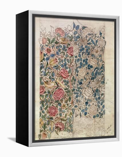 Rose' Wallpaper Design (Pencil and W/C on Paper)-William Morris-Framed Premier Image Canvas