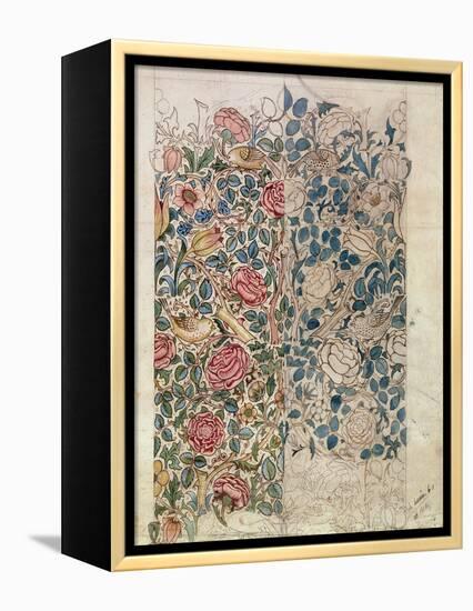 Rose' Wallpaper Design (Pencil and W/C on Paper)-William Morris-Framed Premier Image Canvas