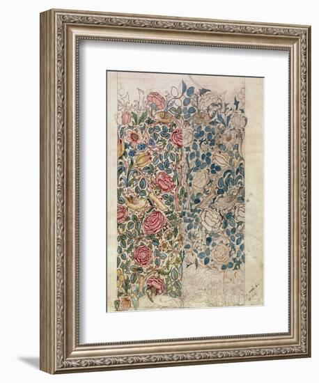 Rose' Wallpaper Design (Pencil and W/C on Paper)-William Morris-Framed Giclee Print