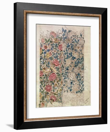 Rose' Wallpaper Design (Pencil and W/C on Paper)-William Morris-Framed Giclee Print