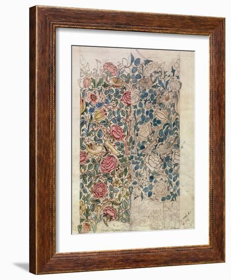 Rose' Wallpaper Design (Pencil and W/C on Paper)-William Morris-Framed Giclee Print