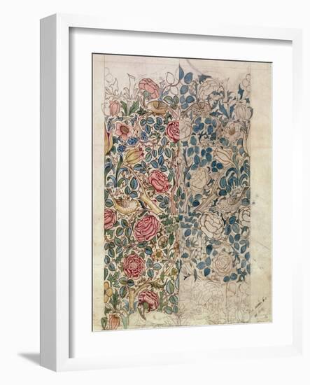 Rose' Wallpaper Design (Pencil and W/C on Paper)-William Morris-Framed Giclee Print