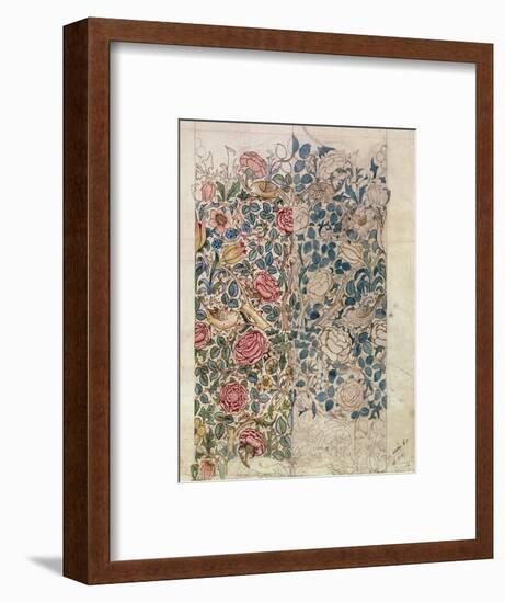 Rose' Wallpaper Design (Pencil and W/C on Paper)-William Morris-Framed Premium Giclee Print