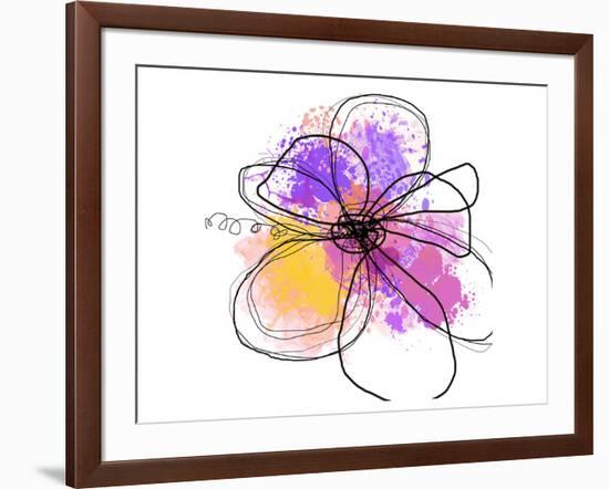 Rose Yellow Abstract Brush Splash Flower I-Irena Orlov-Framed Art Print