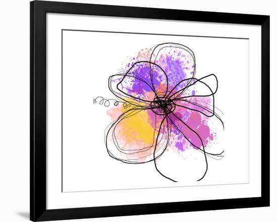 Rose Yellow Abstract Brush Splash Flower I-Irena Orlov-Framed Art Print