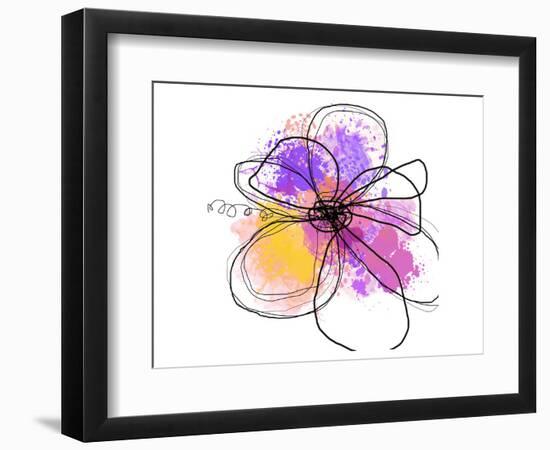 Rose Yellow Abstract Brush Splash Flower I-Irena Orlov-Framed Art Print