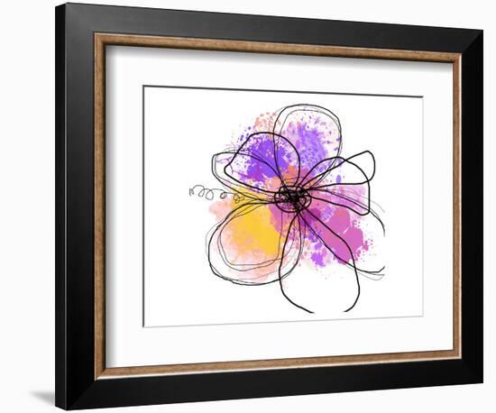 Rose Yellow Abstract Brush Splash Flower I-Irena Orlov-Framed Art Print