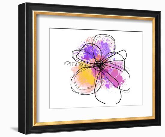 Rose Yellow Abstract Brush Splash Flower I-Irena Orlov-Framed Art Print