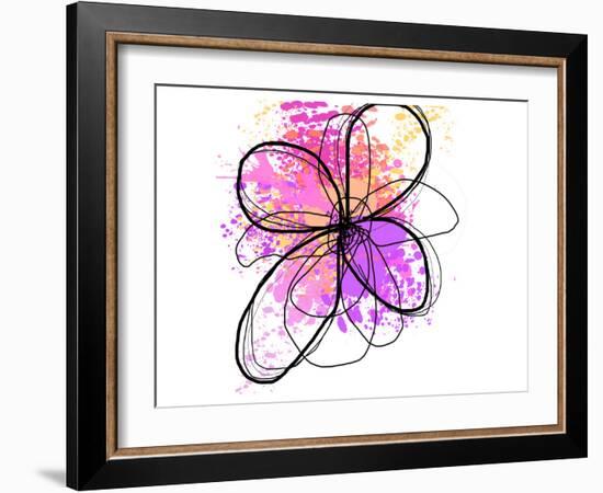 Rose Yellow Abstract Brush Splash Flower II-Irena Orlov-Framed Art Print