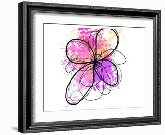 Rose Yellow Abstract Brush Splash Flower II-Irena Orlov-Framed Art Print