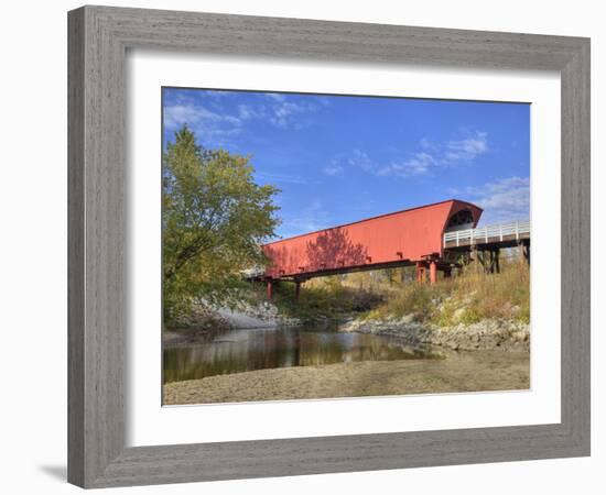 Roseman Covered Bridge Spans Middle River, Built in 1883, Madison County, Iowa, Usa-Jamie & Judy Wild-Framed Photographic Print