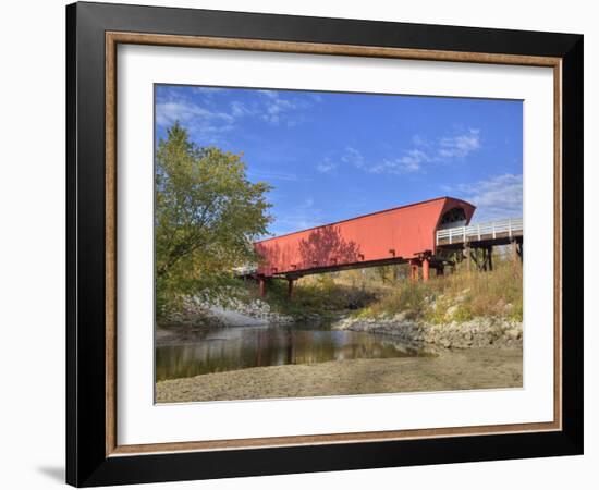 Roseman Covered Bridge Spans Middle River, Built in 1883, Madison County, Iowa, Usa-Jamie & Judy Wild-Framed Photographic Print