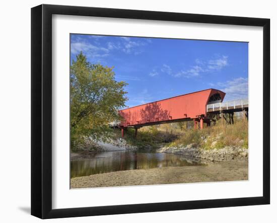 Roseman Covered Bridge Spans Middle River, Built in 1883, Madison County, Iowa, Usa-Jamie & Judy Wild-Framed Photographic Print