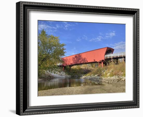 Roseman Covered Bridge Spans Middle River, Built in 1883, Madison County, Iowa, Usa-Jamie & Judy Wild-Framed Photographic Print