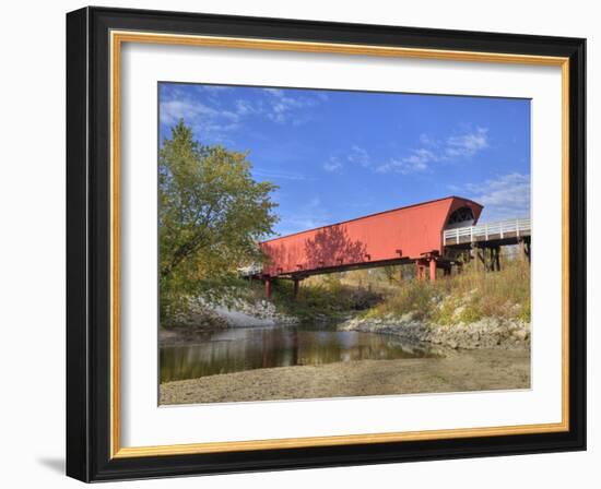 Roseman Covered Bridge Spans Middle River, Built in 1883, Madison County, Iowa, Usa-Jamie & Judy Wild-Framed Photographic Print