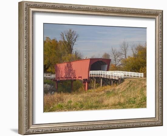 Roseman Covered Bridge Spans Middle River, Built in 1883, Madison County, Iowa, Usa-Jamie & Judy Wild-Framed Photographic Print